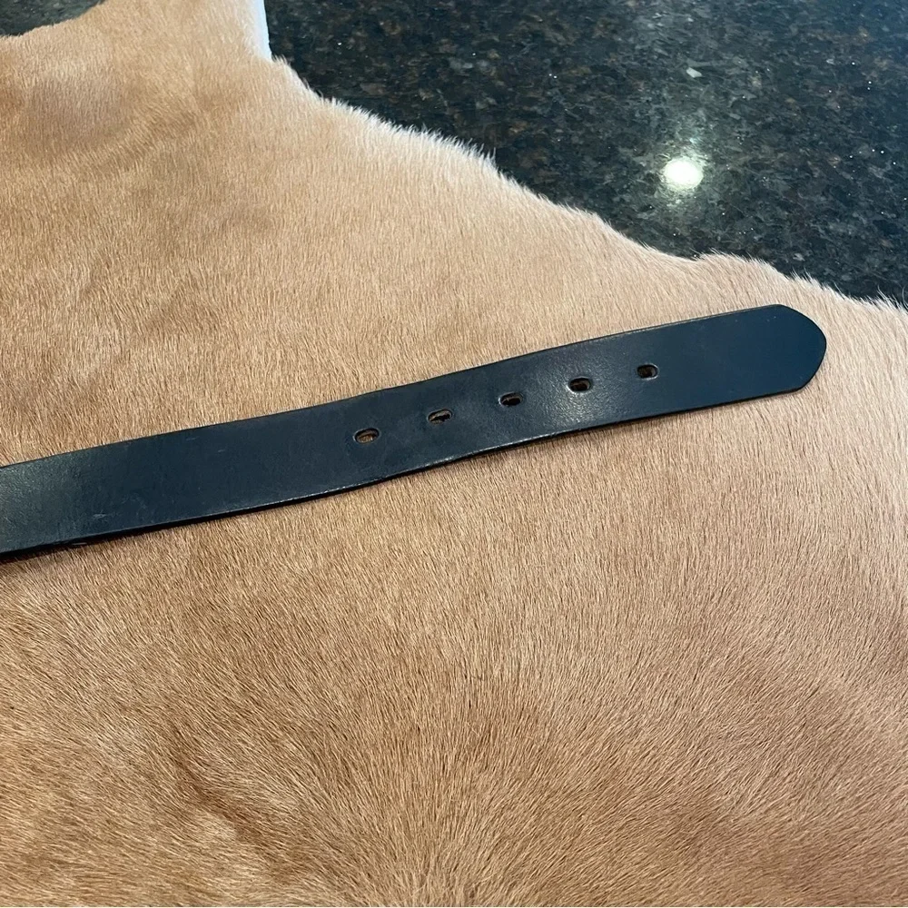 Genuine Leather Black Belt W/Silver Buckle Size 42